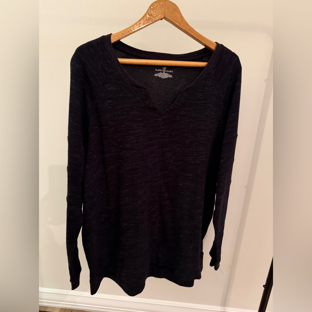 Long Sleeve Heathered Black Top